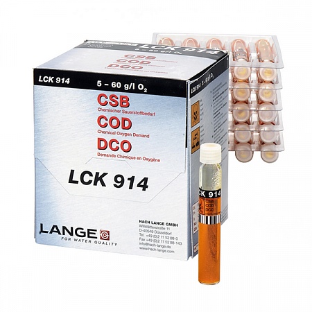 LCK 914 кюветный тест для определения ХПК, 5-60 г/л O₂, 25 тестов