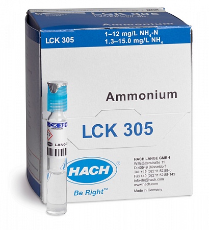 LCK 305 кюветный тест для определения аммония 1,0-12,0 мг/л NH₄-N, 25 тестов